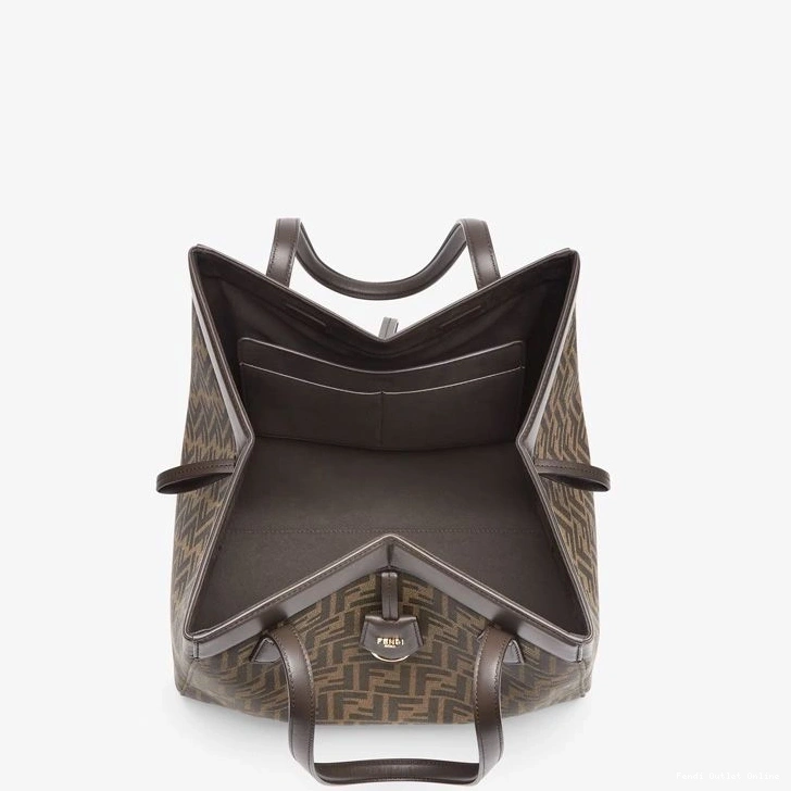 Cheap In Bag FF Large Fendi Fabric Origami Motif Brown 0711